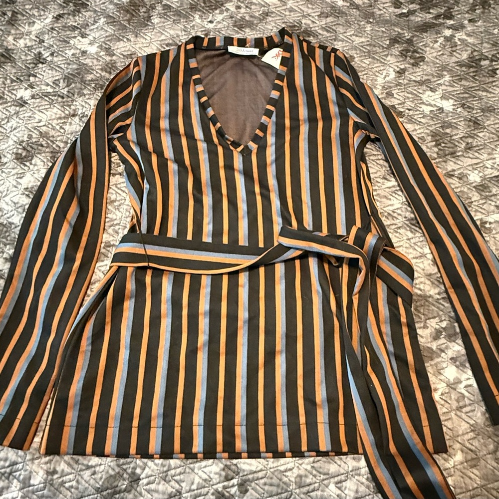 Zara Multicolor Striped Wrap Top